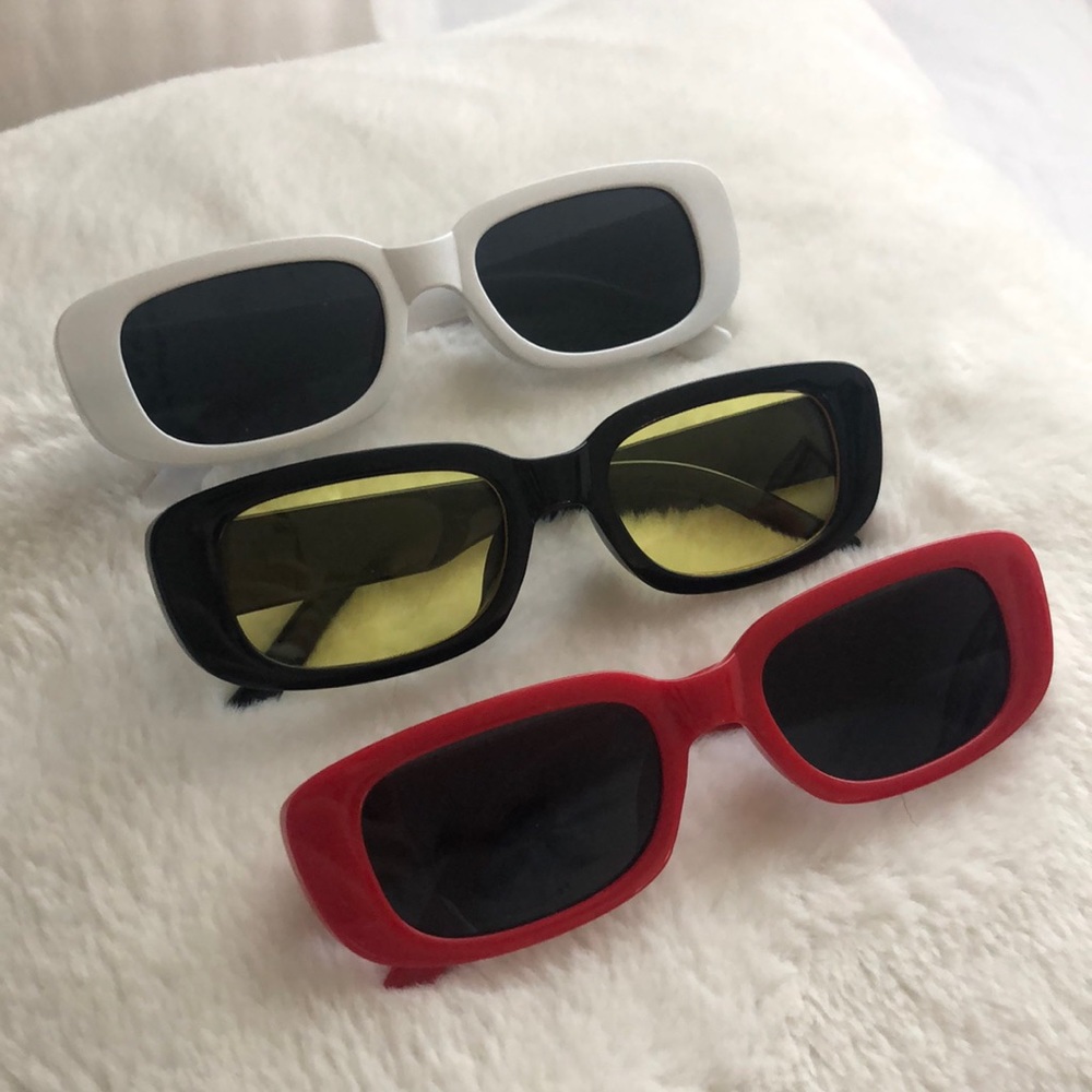 Rectangle sunglasses white black and red